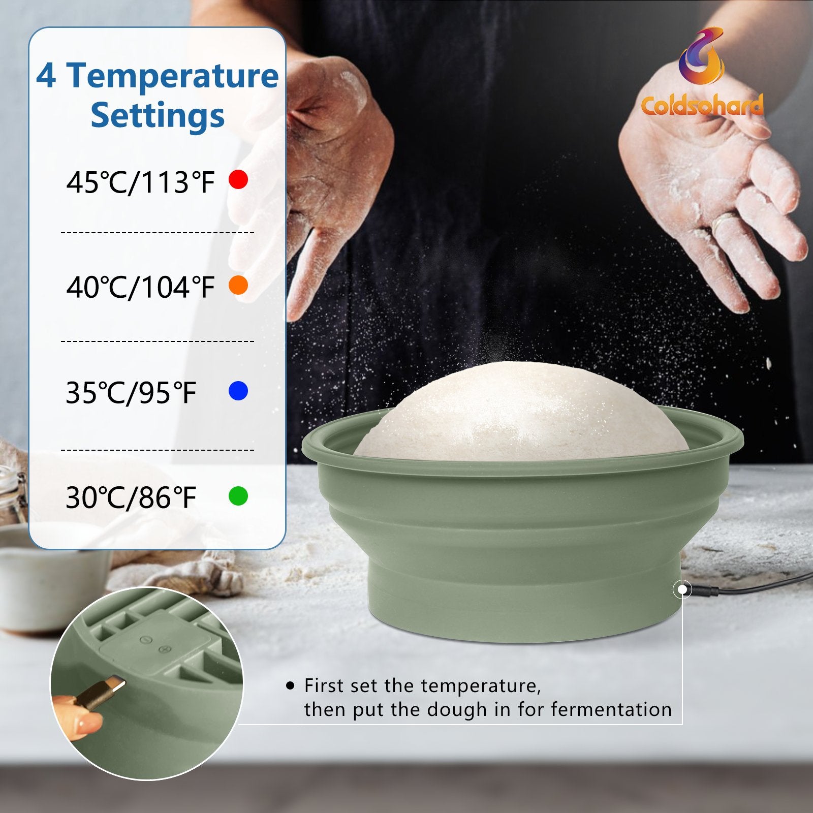 Electric Heating Bread Proofing Basket, Sourdough Starter Warmer - 4 Heat Settings - coldsohard